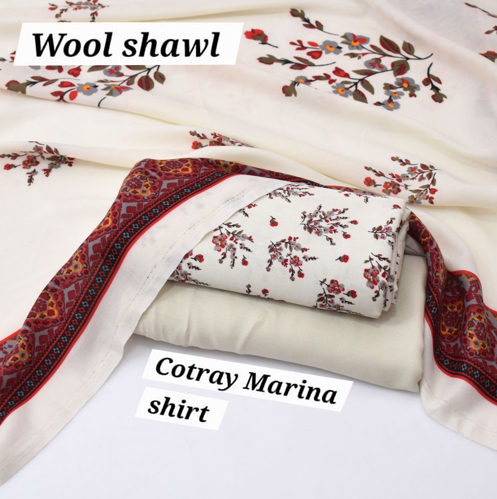 COTRAY MARINA WOOL SHAWL 3PCS