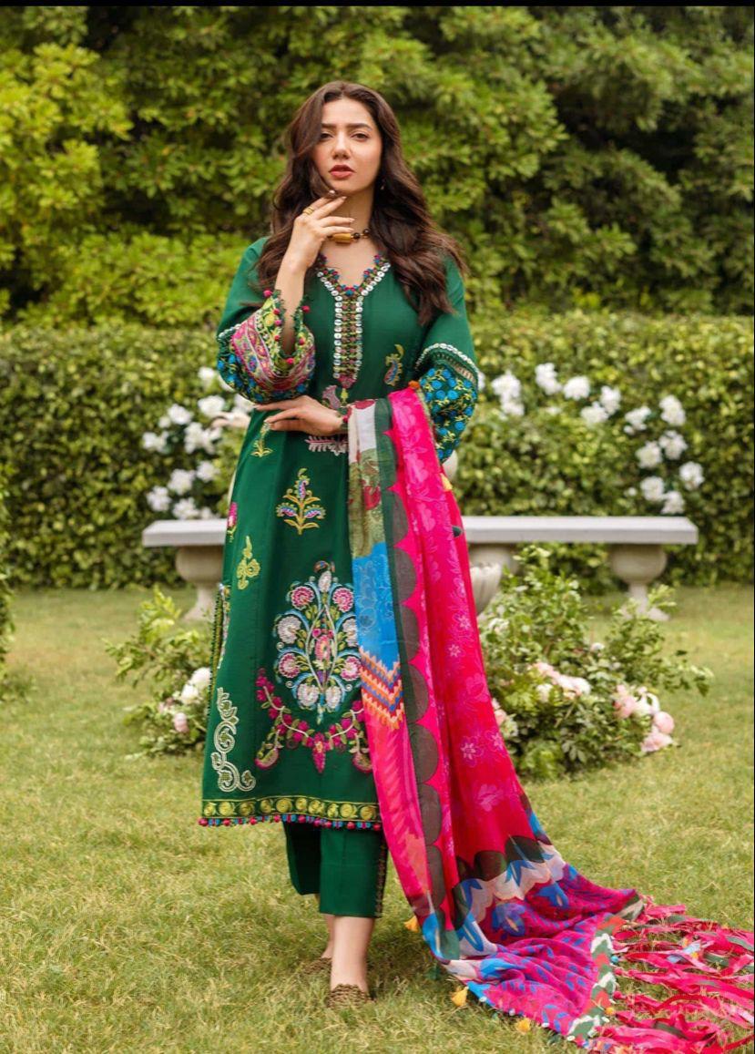 3PC DHANAK EMBROIDERED