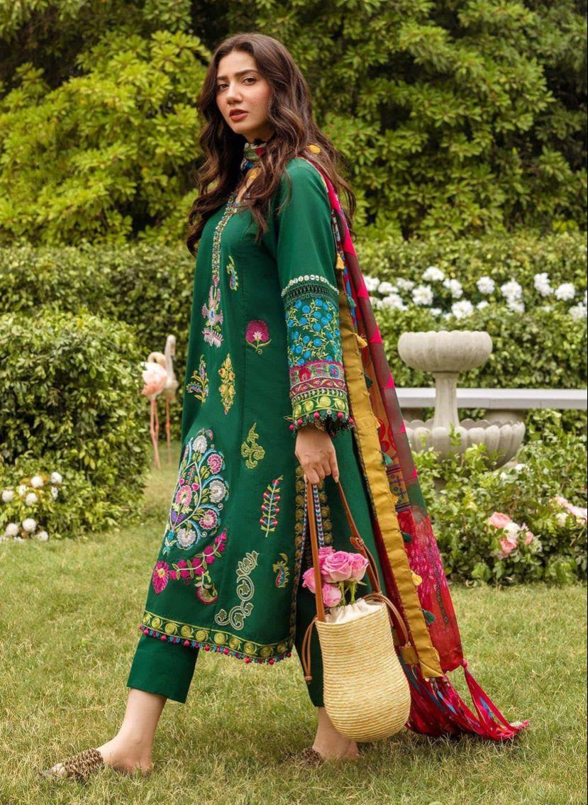 3PC DHANAK EMBROIDERED