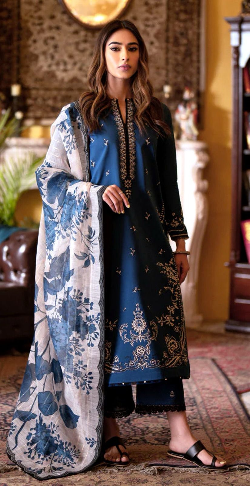 3PC DHANAK EMBROIDERED