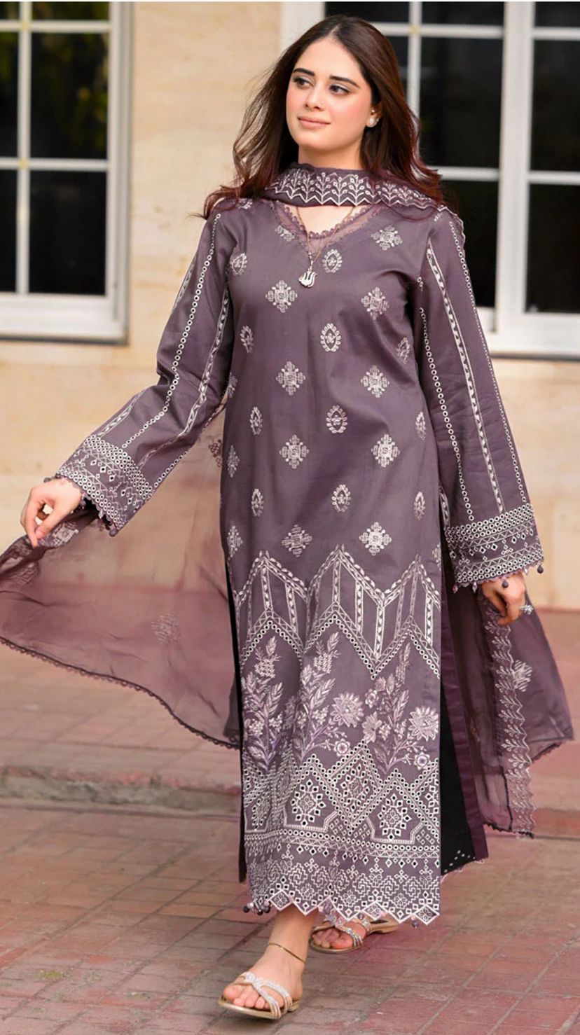 3PC DHANAK EMBROIDERED