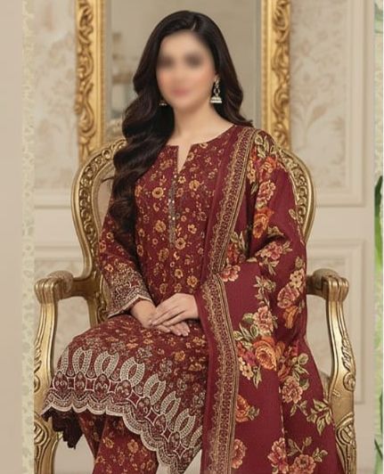 3PC DHANAK EMBROIDERED