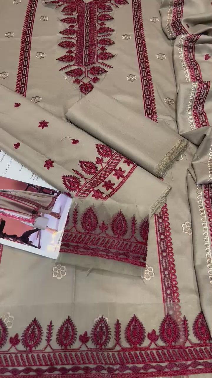 3PC DHANAK EMBROIDERED